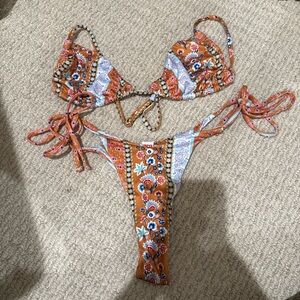 SHEIN Orange Floral Bikini
